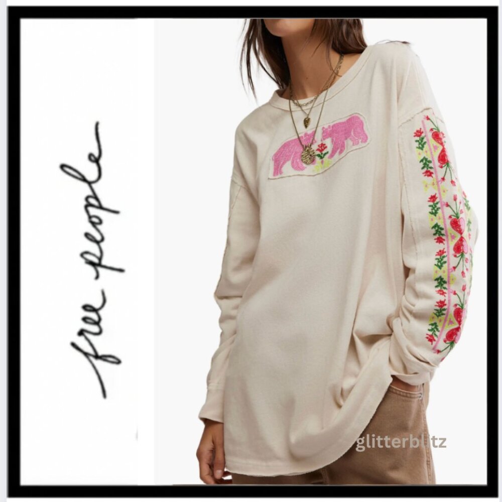 Free People All My Heart Embroidered Tee
